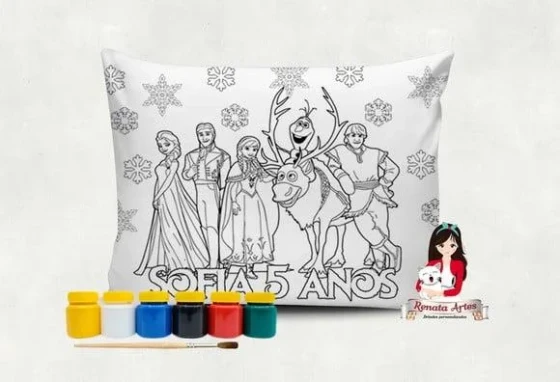 Almofada com Tinta para Colorir Frozen