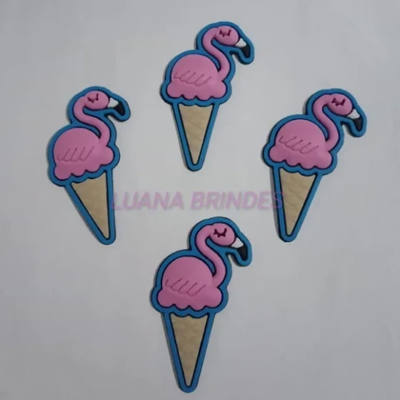 Apliques Emborrachado de Sorvete de Flamingo - pct c/8 unid