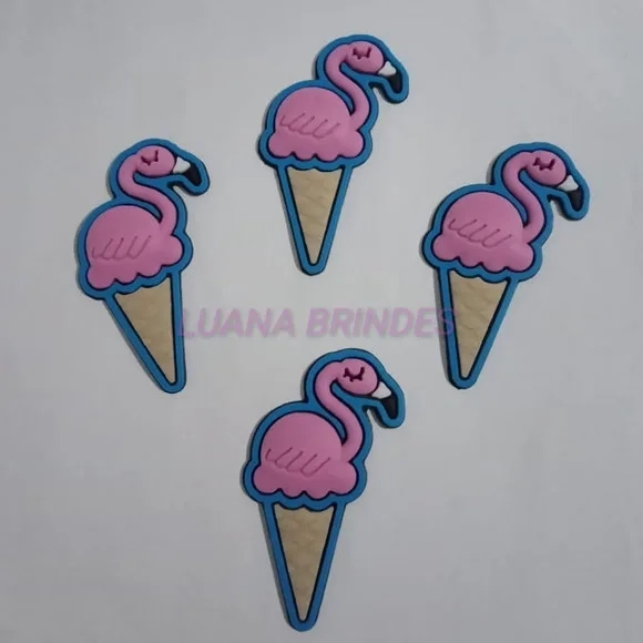 Apliques Emborrachado de Sorvete de Flamingo - pct c/8 unid