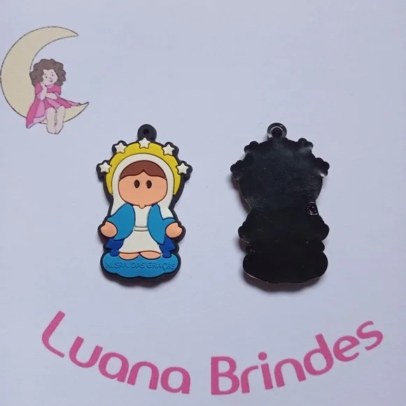 Pingente Nossa Senhora Graças de Borracha 5,3cm Pct 5 Unids