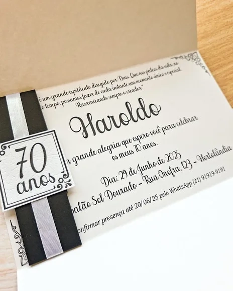Convite de Aniversário Melhor Idade - 70 Anos - 80 Anos