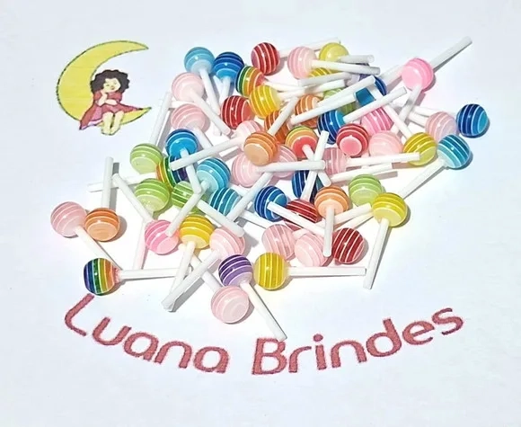 Aplique Lollipop 6mm Resina Pacote com 25 Unidades