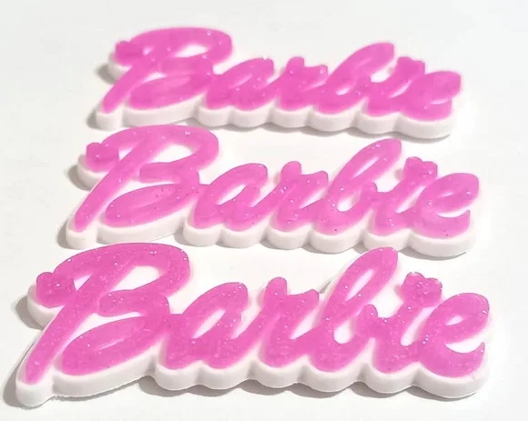 Aplique Nome da Barbie com Glitter Emborrachado - 6 Unidades