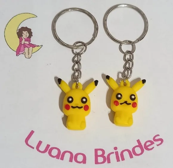 Chaveiro Mini Pikachu 3d Emborrachado - 4 Unidades