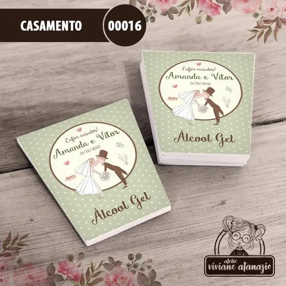 Adesivo Bisnaga Álcool Gel Casamento - 00016