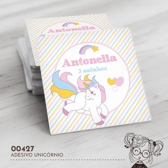 Adesivo Quadrado Unicórnio - 00427