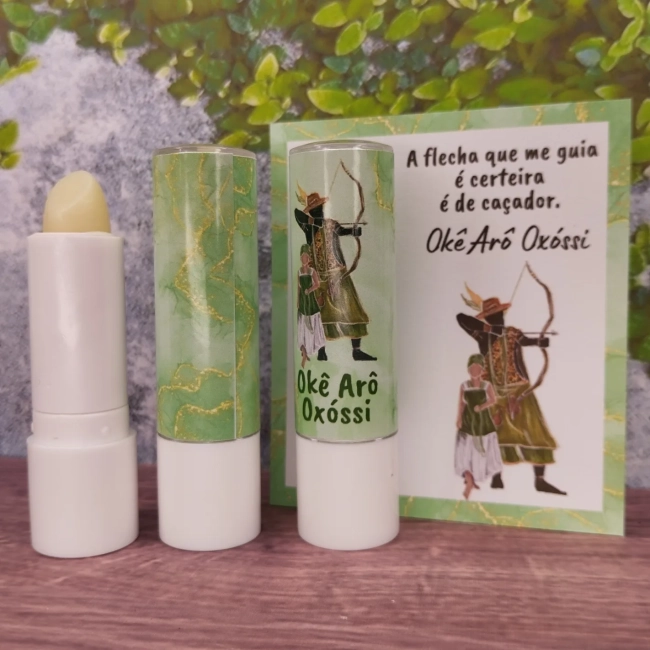 24 Lembrancinhas Personalizada Hidratante Labial Manteiga de Cacau Oxóssi - Odé  - FAZEMOS QUALQUER TEMA