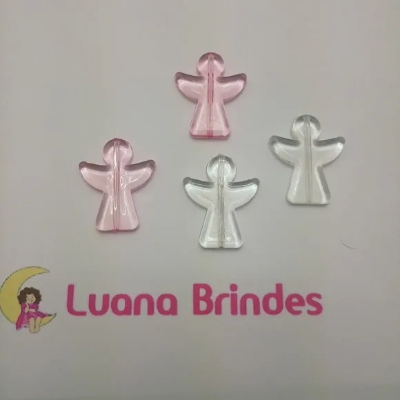 Anjo Colorido de Acrílico Furo passante 3,5cm Pct 18 Unids