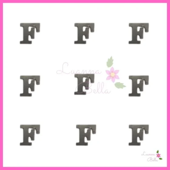 Aplique Letra F de Acrílico Preto - Pct c/ 8 unidades
