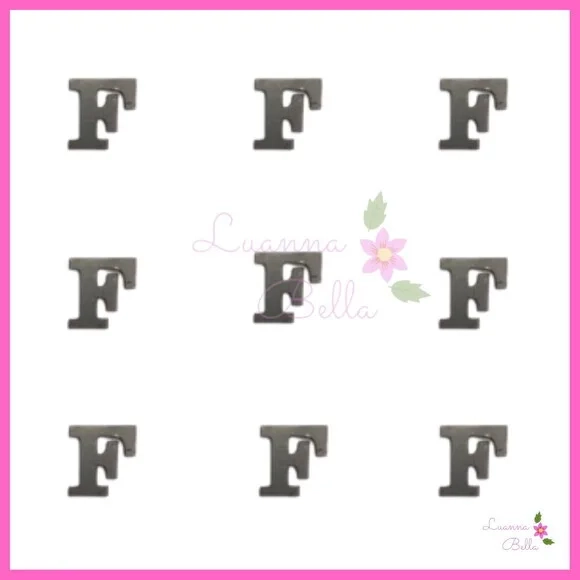 Aplique Letra F de Acrílico Preto - Pct c/ 8 unidades