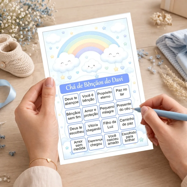 Bingo Chá de Bênçãos Menino Pdf Para Imprimir