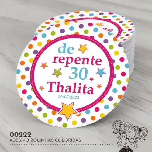 Adesivo Redondo Bolinhas Coloridas - 00222
