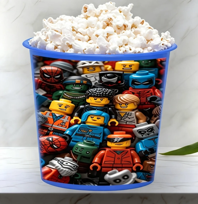 Balde de Pipoca Personalizada para lembrancinhas da Lego