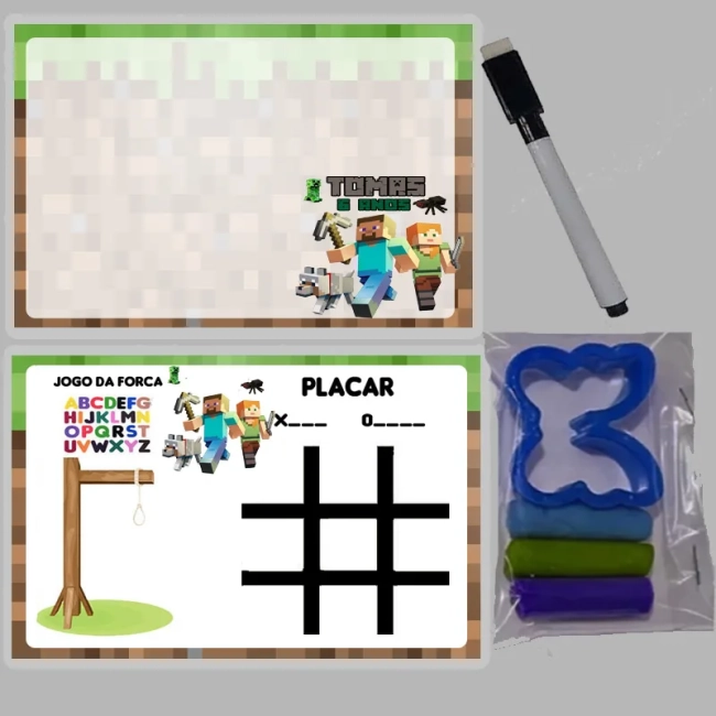 KIT Lousa Magica +massinha de modelar personalizada Minecraft
