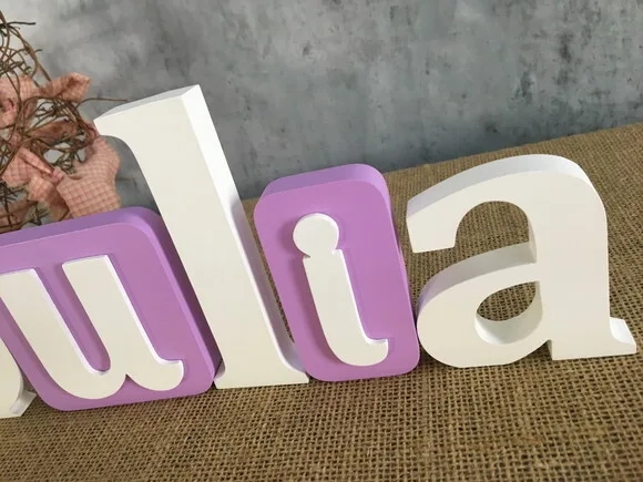 Letras de mdf em Bloco com Borboleta
