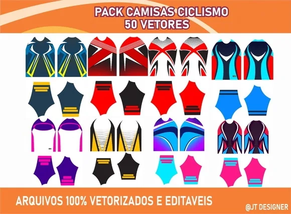 Templates Camisas De Ciclismo - Pack 50 Estampas