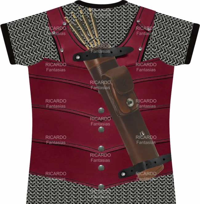 Camiseta Infantil Fantasia Guerreiro Medieval de Armadura e Cota de Malha