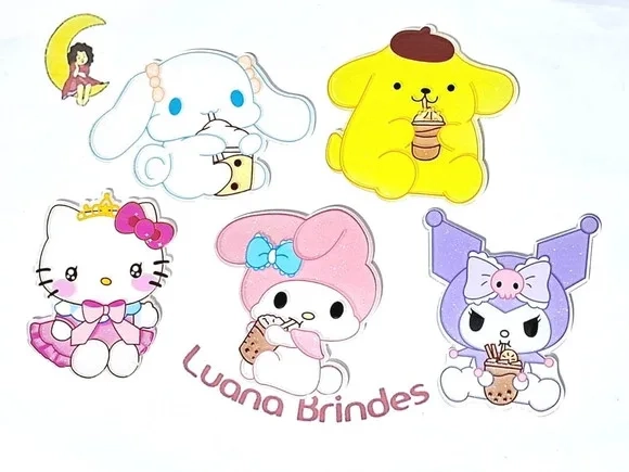 Aplique Turma da Hello Kitty Resina Pacote com 5 Unidades