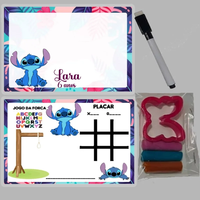 KIT Lousa Magica +massinha de modelar personalizada do Stitch  Fazemos todos os temas