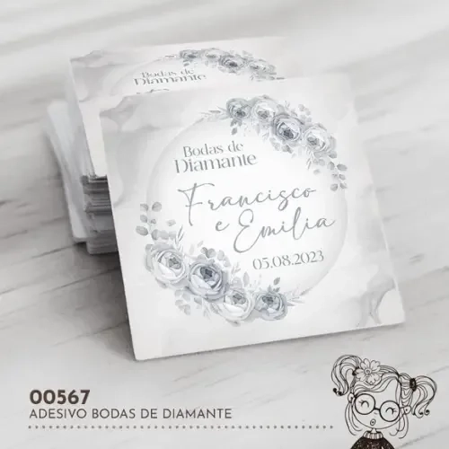 Adesivo Quadrado Bodas de Diamante - 00567
