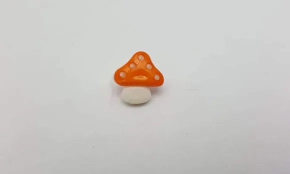 Aplique Botão de Cogumelo Laranja de 1,5cm - 20 unidades