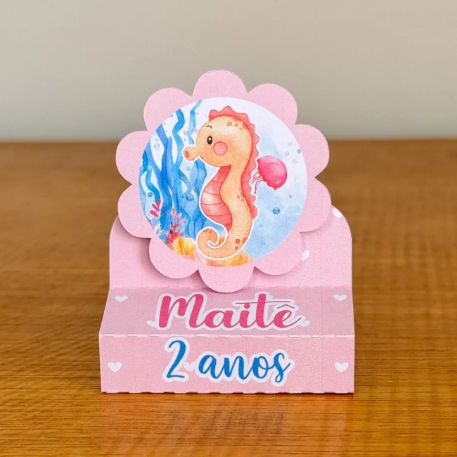 PEGUE E MONTE - Porta Bis Duplo Personalizados FUNDO DO MAR ROSA - Decoração de Festa | Lembrancinhas | Aniversário | Personalizados