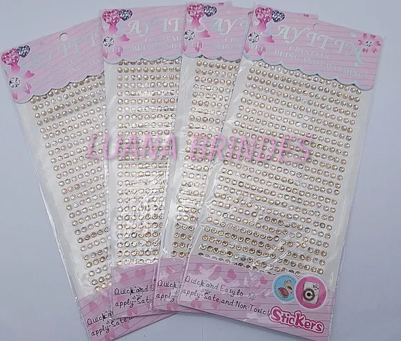 Cartela Adesiva com Strass Dourado - 2 unidade