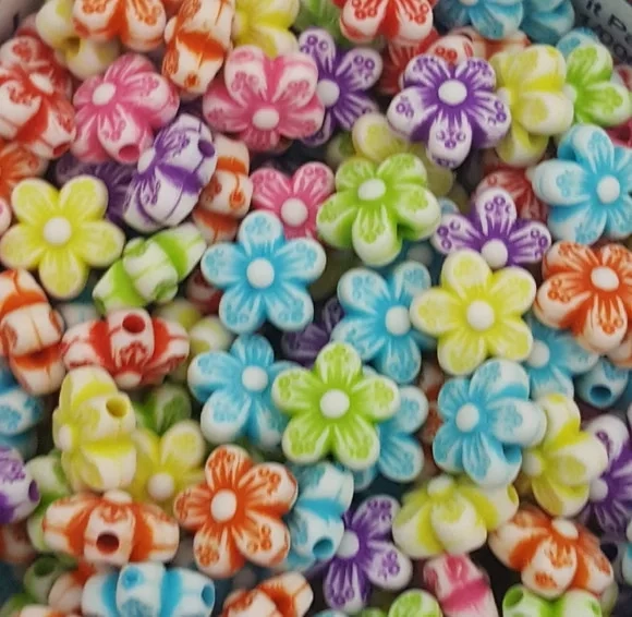 Miçanga Flor Coloridas Pct 100 Unidades
