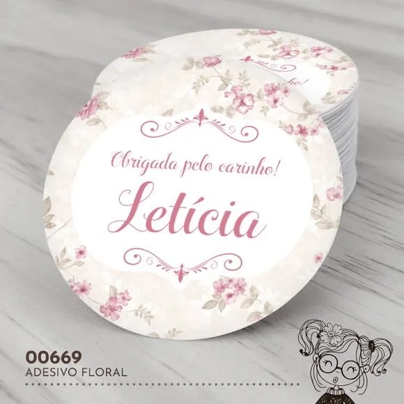 Adesivo Redondo Floral - 00669