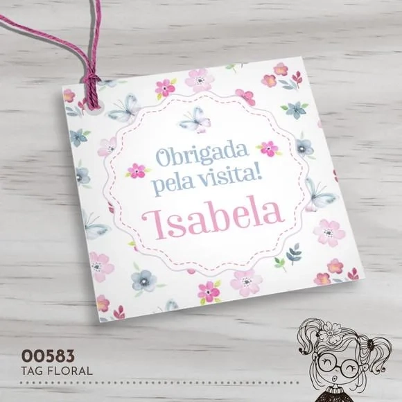 Tag Quadrada Flores - 00583
