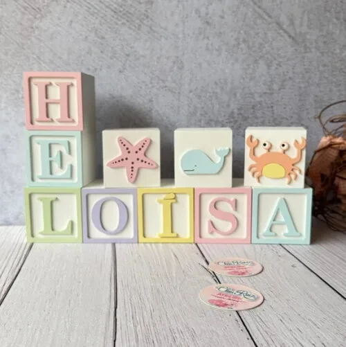Fundo do Mar Tons Pastel Cubos 6x6cm Ts- Decoração Bebê