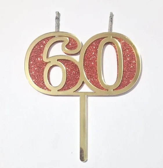 Vela 60 Anos Dourado Acrílico Pavio Magico - 1 Peça