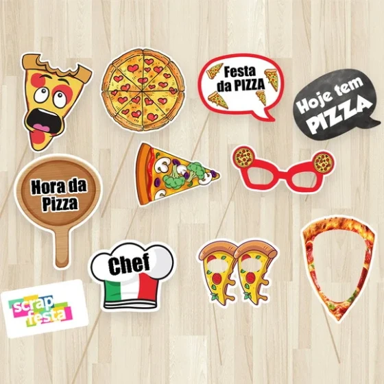 Kit 10 Plaquinhas Divertidas Festa Pizza