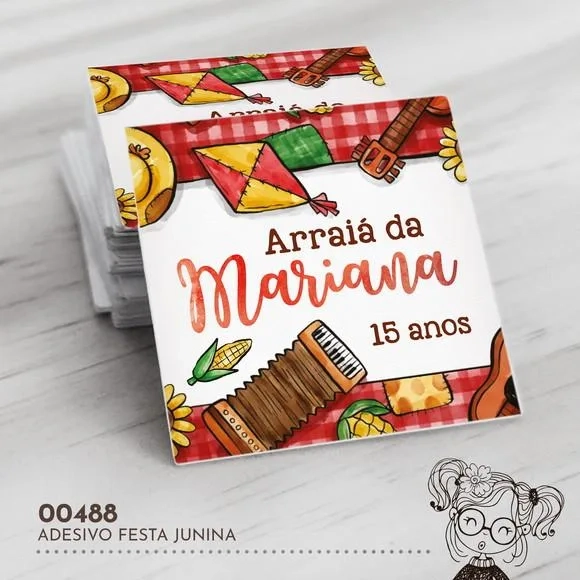 Adesivo Quadrado Festa Junina - 00488