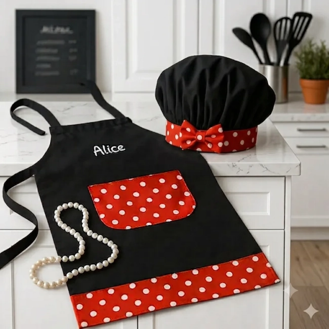 Avental e Touca Master e Mini Chef Personalizado