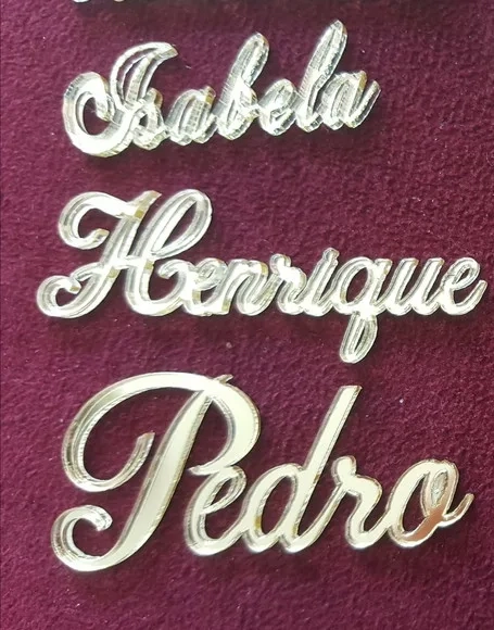 Nome em Acrílico Espelhado Dourado - 01 Unidade