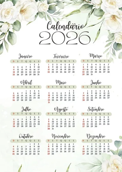 Calendário A4 de Parede