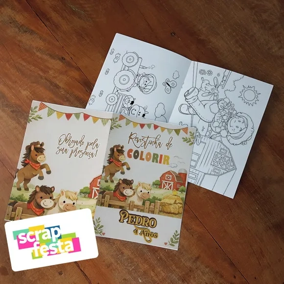 Revista Colorir + Giz de Cera Festa Fazendinha