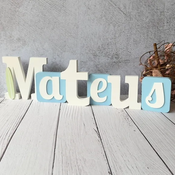 Blocos Nome Surf- Decoração de Quarto de Bebê e Infantil