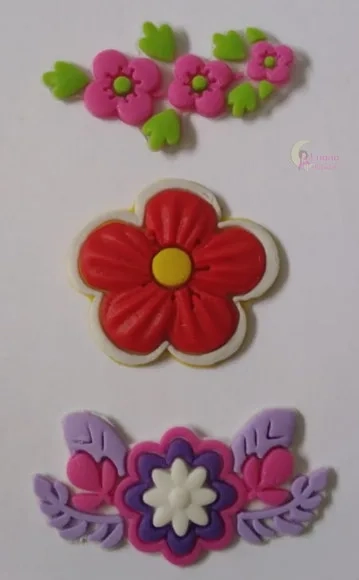 Apliques Flores Variadas de borracha - pct c/9 uni