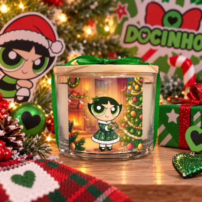 Vela Aromática no Copo Personalizada Natal As Meninas Superpoderosas - Florzinha, Docinho e Lindinha - Informar modelo