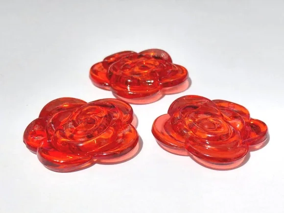 Pingente Rosa Vermelha 3,5cm Acrílica Pacote com 15 Unidades
