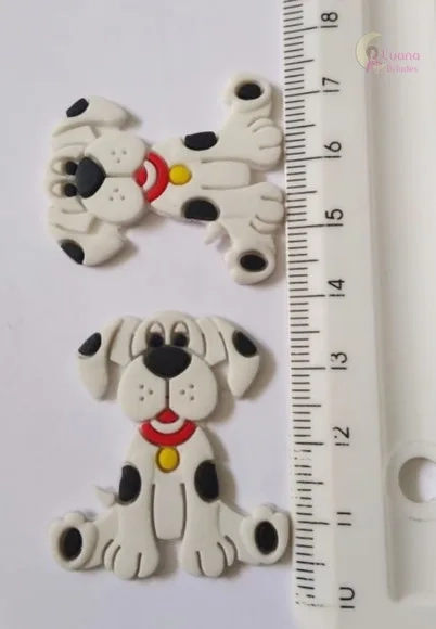 Aplique Cachorro Dálmata de Borracha - 3,6cm - Pct C/7 Unid