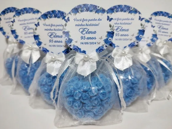 Lembrancinha de Aniversário 95 Anos: Sabonete Coração Floral