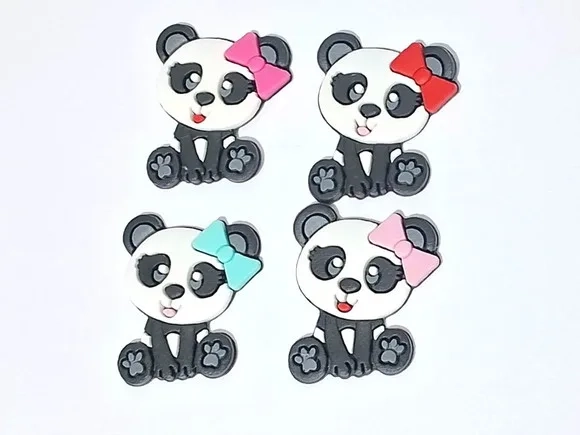 Aplique Panda Emborrachado Pacote com 8 Unidades