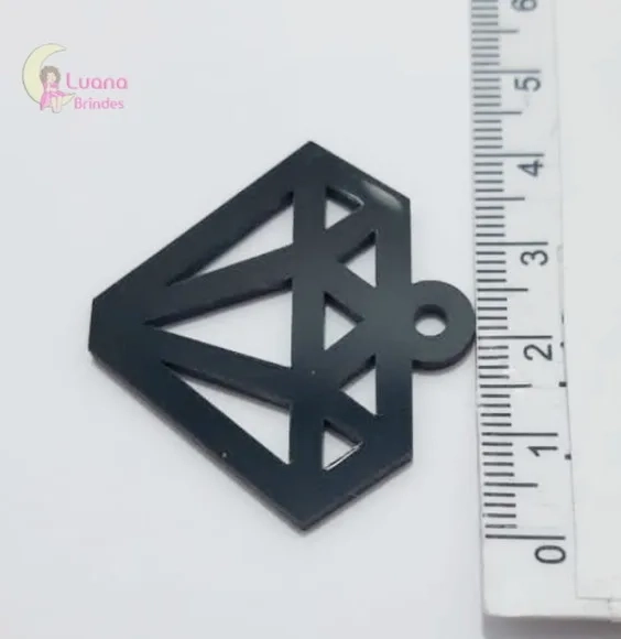 Pingente Diamante de Acrílico Preto - Pct C/5 Unidades