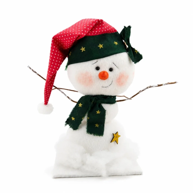 Boneco de Neve Natalino Artesanal em Feltro 24 cm | Decoração de Natal para Mesa, Aparador e Sala