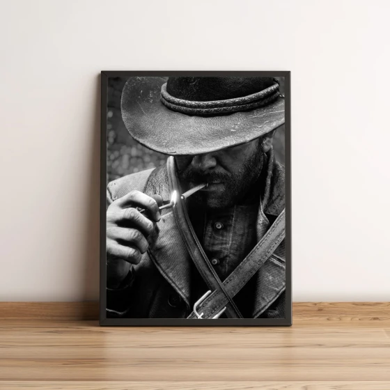 Quadro com caubói em preto e branco estilizado 2591
