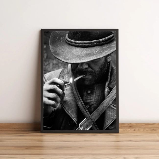 Quadro com caubói em preto e branco estilizado 2591
