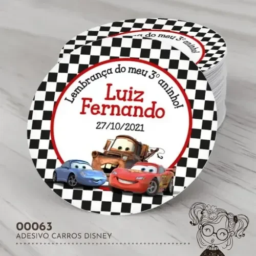 Adesivo Redondo Carros Disney - 00063